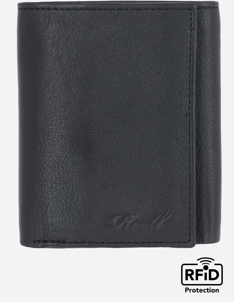 Mini Trifold Leather Wallet black
