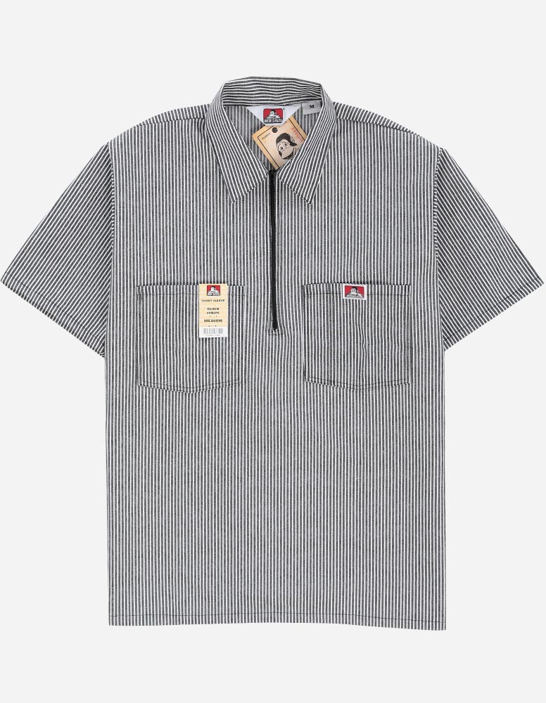 Short Sleeve 1/2 Zip Shirt stripe black