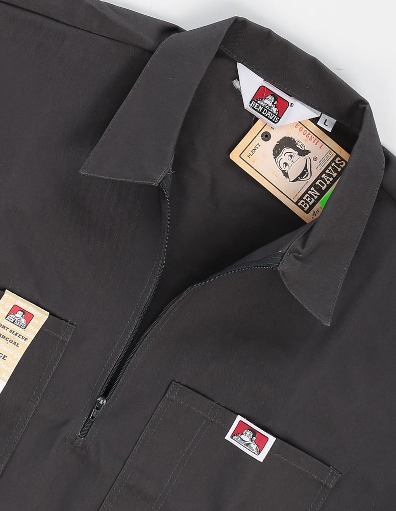 Short Sleeve Solid 1/2 Zip Shirt charcoal
