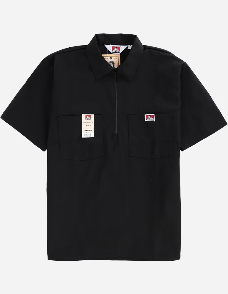Short Sleeve Solid 1/2 Zip Shirt black