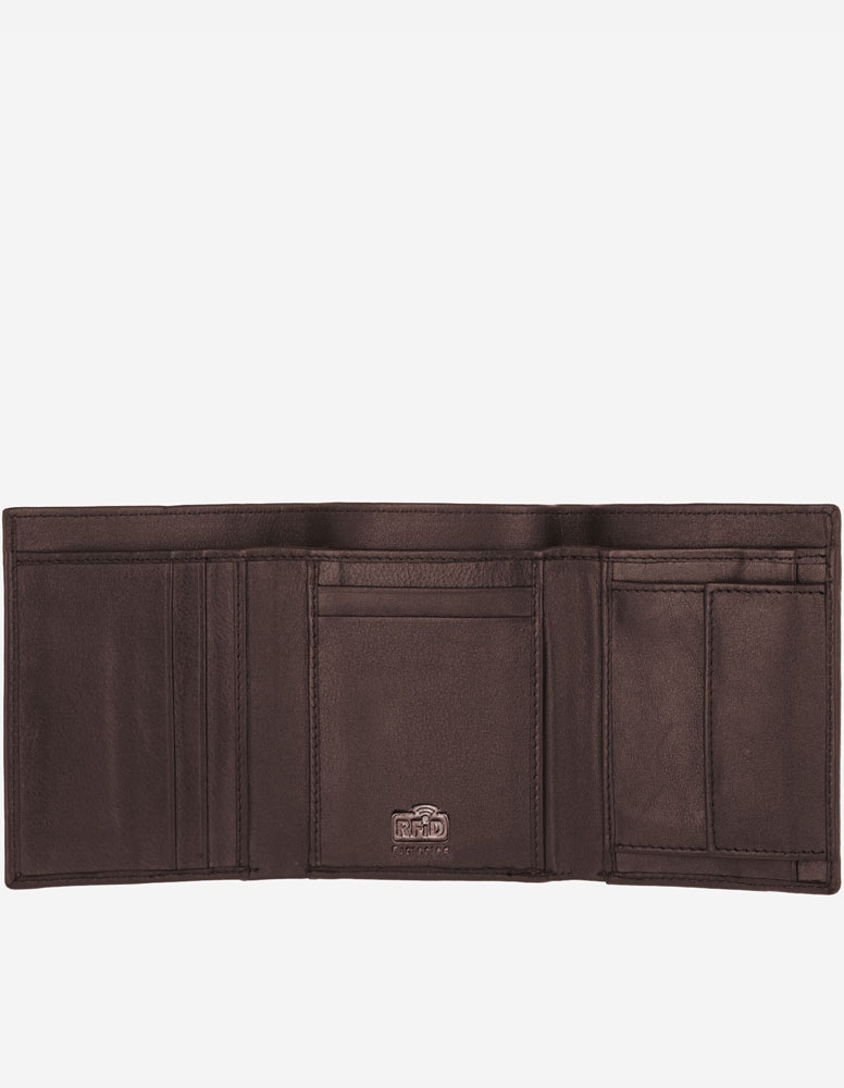 Mini Trifold Leather Wallet brown